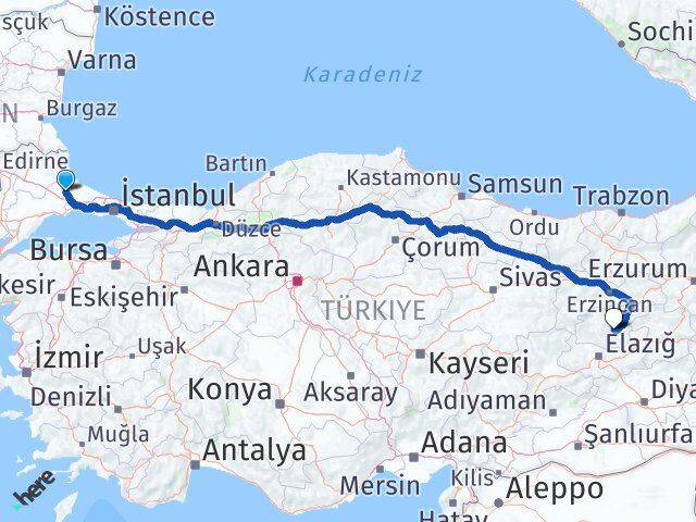 Tekirdağ Kapaklı Tunceli Arası Kaç Km - Yol Haritası