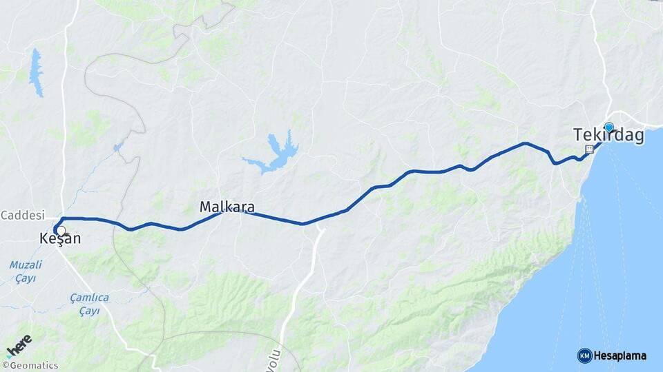 Tekirdağ Keşan Edirne Arası Kaç Km - Yol Haritası