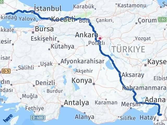 Tekirdağ Kırıkhan Hatay Arası Kaç Km - Yol Haritası
