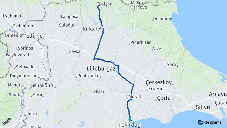 Tekirdağ Kofçaz Arası Kaç Km - Yol Tarifi