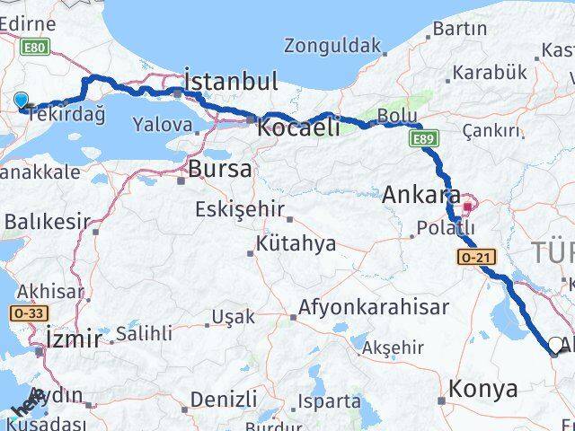 Tekirdağ Malkara Aksaray Arası Kaç Km - Yol Haritası