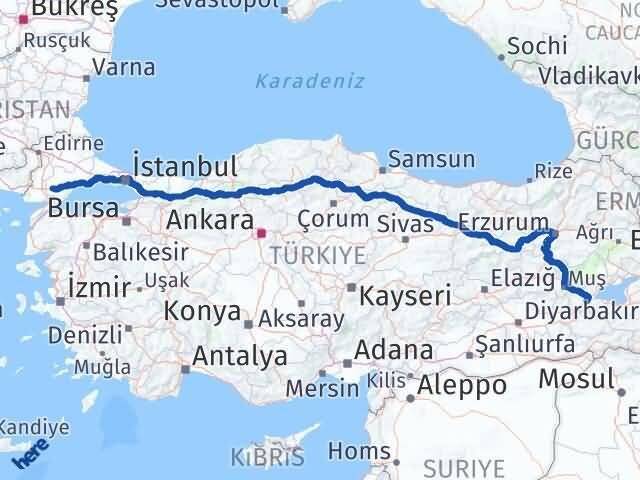Tekirdağ Malkara Bitlis Arası Kaç Km - Yol Haritası