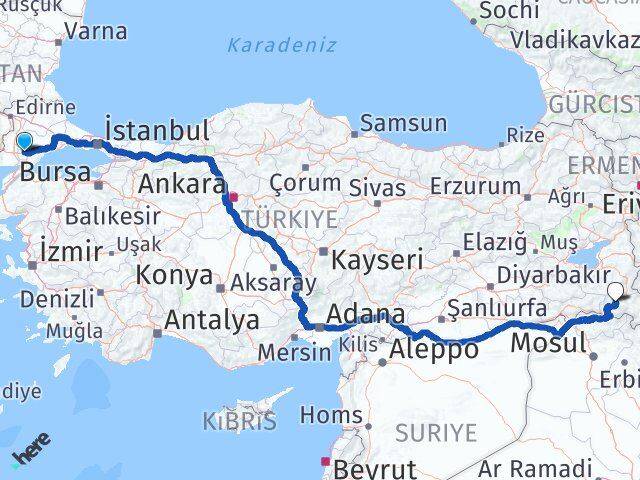 Tekirdağ Malkara Hakkari Arası Kaç Km - Yol Haritası