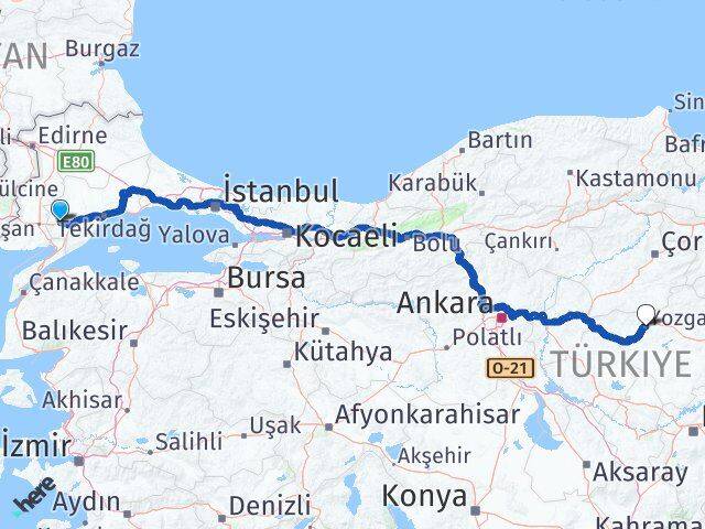 Tekirdağ Malkara Yozgat Arası Kaç Km - Yol Haritası