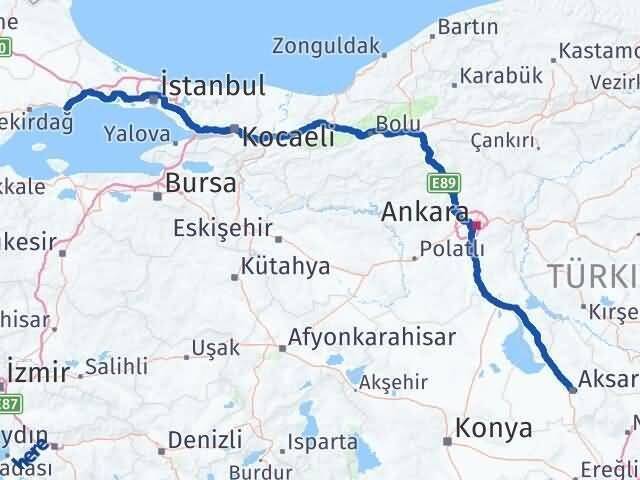 Tekirdağ Marmaraereğlisi Aksaray Arası Kaç Km - Yol Haritası