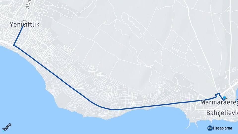 Tekirdağ Marmaraereğlisi Yeniçiftlik Marmaraereğlisi Arası Kaç Km - Yol Haritası