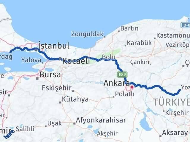 Tekirdağ Marmaraereğlisi Yozgat Arası Kaç Km - Yol Haritası