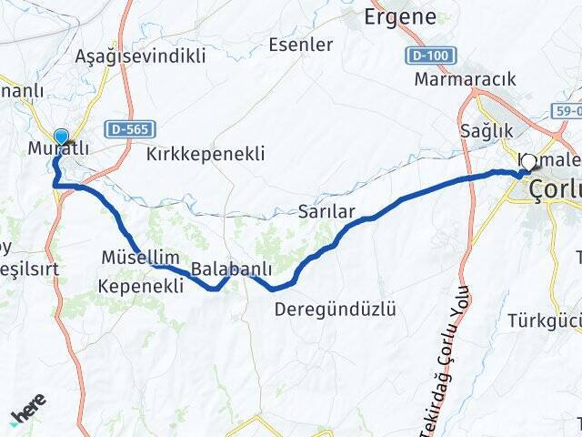 Muratlı Çorlu Otogarı Arası Kaç Km - Yol Tarifi