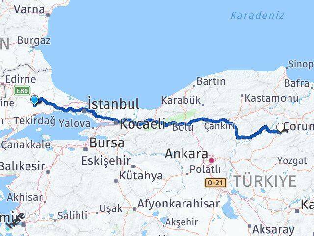 Muratlı Çorum Arası Kaç Km - Yol Tarifi