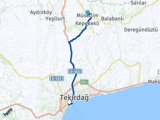 Müsellim Tekirdağ Feribot İskelesi Arası Kaç Km - Yol Tarifi