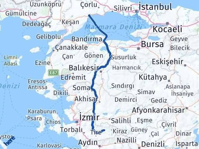 Tekirdağ Ödemiş İzmir Arası Kaç Km - Yol Haritası