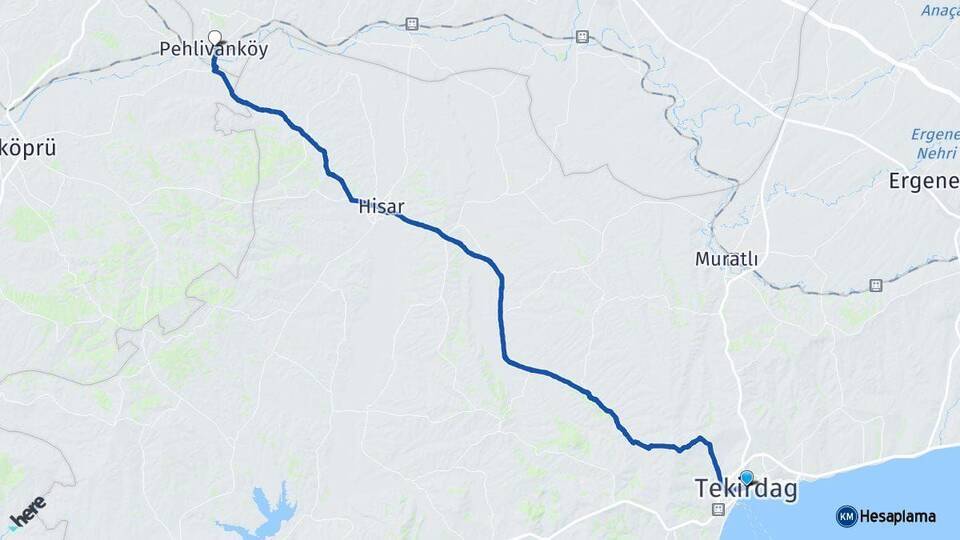 Tekirdağ Pehlivanköy Arası Kaç Km - Yol Tarifi