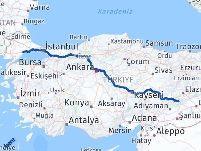 Tekirdağ Pütürge Malatya Arası Kaç Km - Yol Haritası