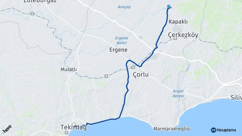 Büyükyoncalı Tekirdağ Arası Kaç Km - Yol Tarifi