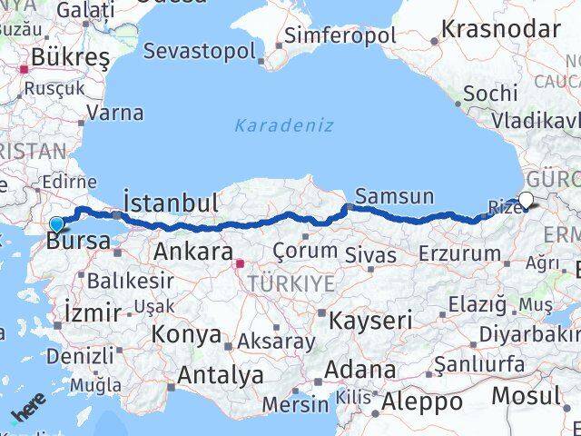 Tekirdağ Şarköy Artvin Arası Kaç Km - Yol Haritası