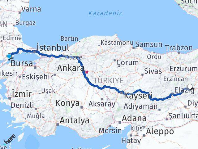 Tekirdağ Şarköy Bingöl Arası Kaç Km - Yol Haritası