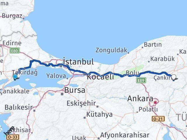 Şarköy Çankırı Arası Kaç Km - Yol Tarifi