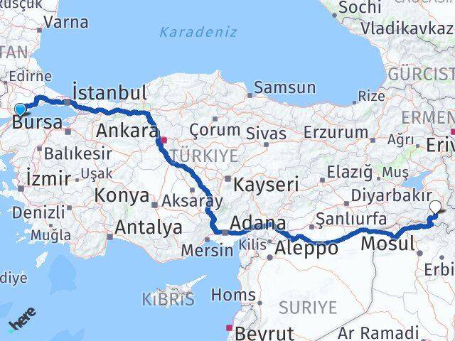 Tekirdağ Şarköy Hakkari Arası Kaç Km - Yol Haritası