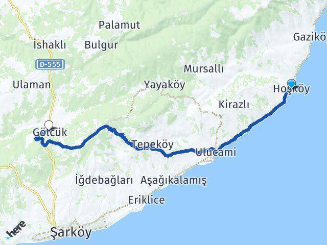 Hoşköy Gölcük Arası Kaç Km - Yol Tarifi