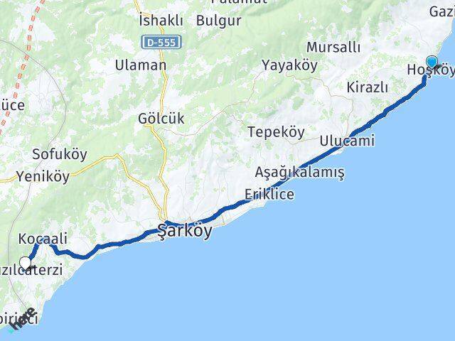 Hoşköy Kızılcaterzi Arası Kaç Km - Yol Tarifi