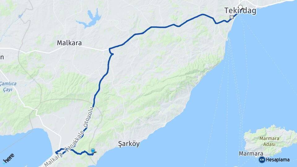 Kızılcaterzi Tekirdağ Arası Kaç Km - Yol Tarifi