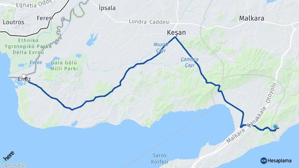 Kızılcaterzi Enez Arası Kaç Km - Yol Tarifi