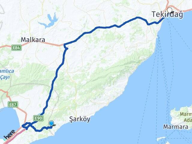 Kızılcaterzi Tekirdağ Otogarı Arası Kaç Km - Yol Tarifi