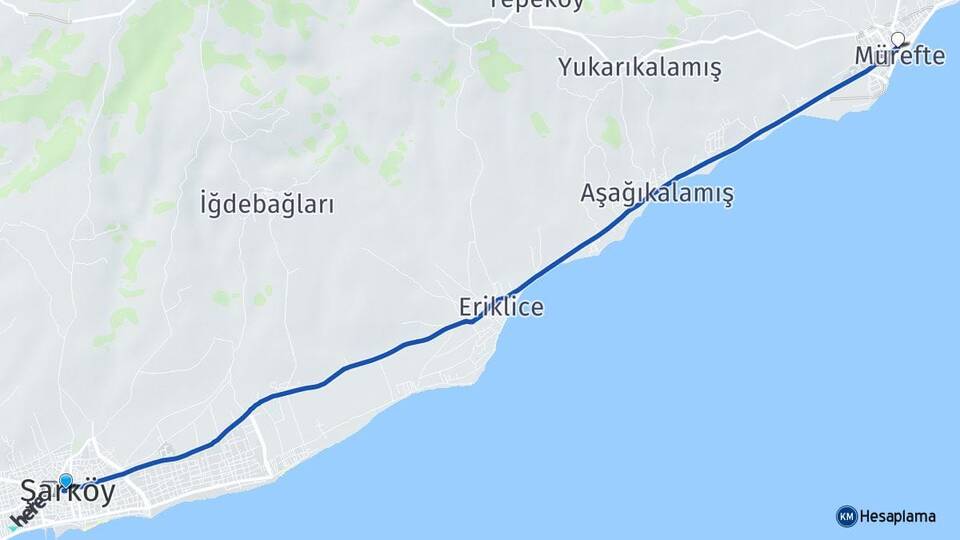 Tekirdağ Şarköy Mürefte Şarköy Arası Kaç Km - Yol Haritası