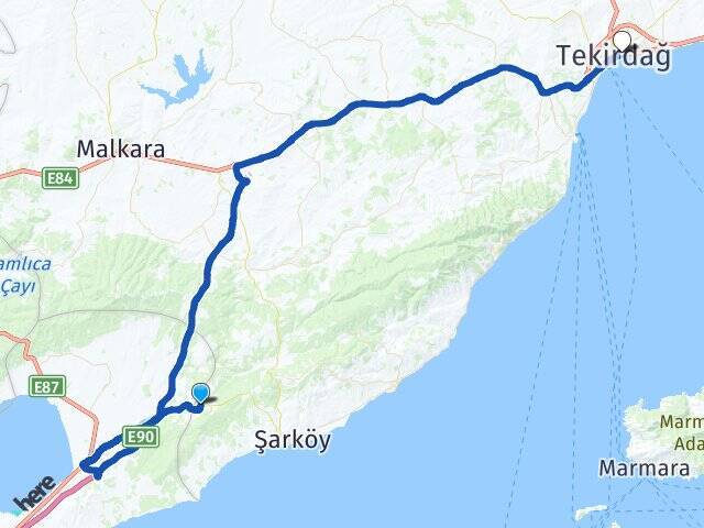 Yeniköy Tekirdağ Otogarı Arası Kaç Km - Yol Tarifi