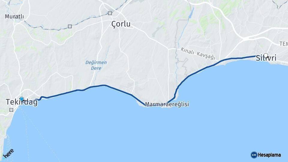 Tekirdağ Silivri İstanbul Arası Kaç Km - Yol Haritası