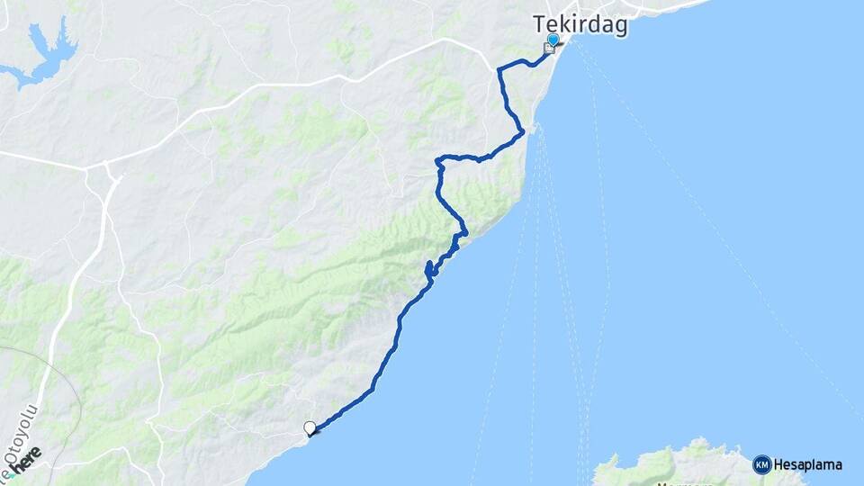 Tekirdağ Süleymanpaşa Mürefte Şarköy Arası Kaç Km - Yol Haritası