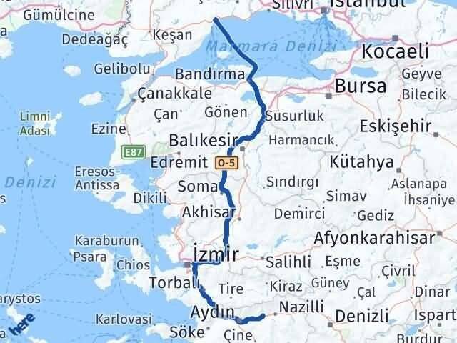 Tekirdağ Sultanhisar Aydın Arası Kaç Km - Yol Haritası