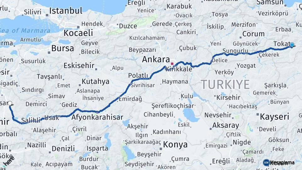 Tokat Akhisar Manisa Arası Kaç Km - Yol Haritası