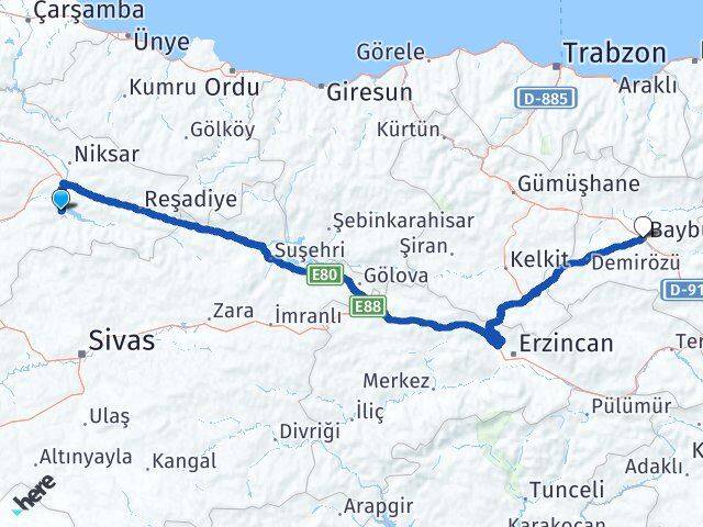 Almus Bayburt Arası Kaç Km - Yol Tarifi