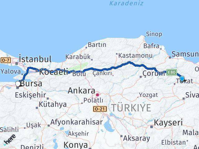 Almus Bursa Arası Kaç Km - Yol Tarifi
