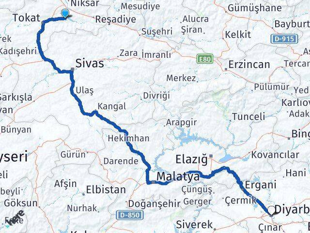 Almus Diyarbakır Arası Kaç Km - Yol Tarifi