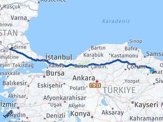 Almus Edirne Arası Kaç Km - Yol Tarifi