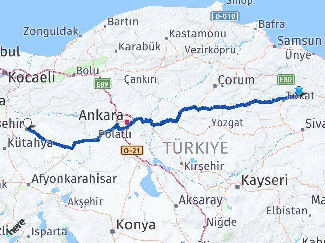 Almus Eskişehir Arası Kaç Km - Yol Tarifi