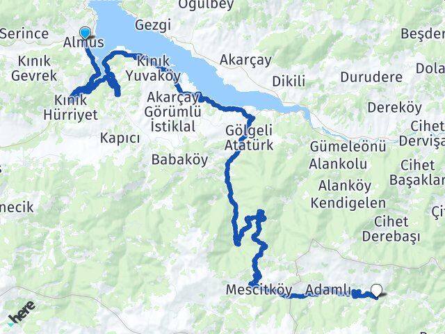 Tokat Almus Kızılcaören Hafik Sivas Arası Kaç Km - Yol Haritası