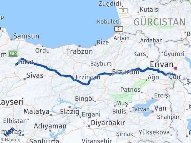 Tokat Aralık Iğdır Arası Kaç Km - Yol Haritası
