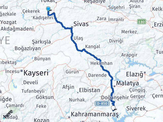 Tokat Artova Adıyaman Arası Kaç Km - Yol Haritası