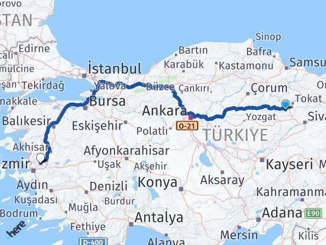 Tokat Artova Manisa Arası Kaç Km - Yol Haritası