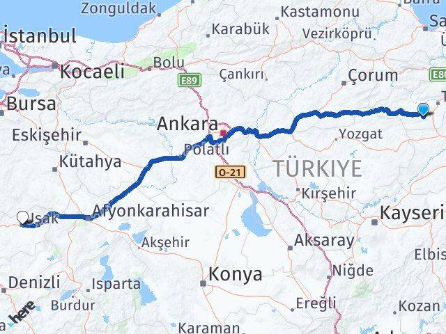 Tokat Artova Uşak Arası Kaç Km - Yol Haritası