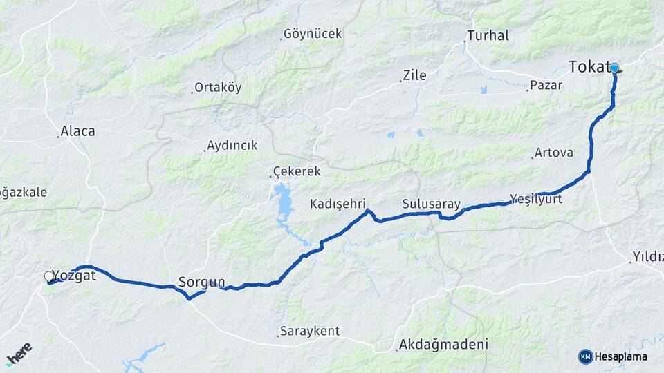 Tokat Aşlama Niğde Arası Kaç Km - Yol Haritası