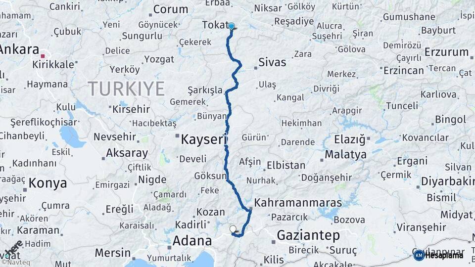 Tokat Bahçe Osmaniye Arası Kaç Km - Yol Haritası