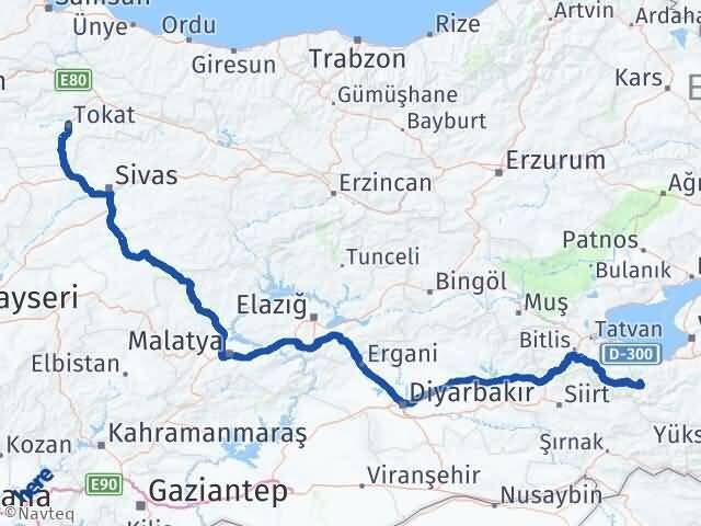 Tokat Bahçesaray Van Arası Kaç Km - Yol Haritası