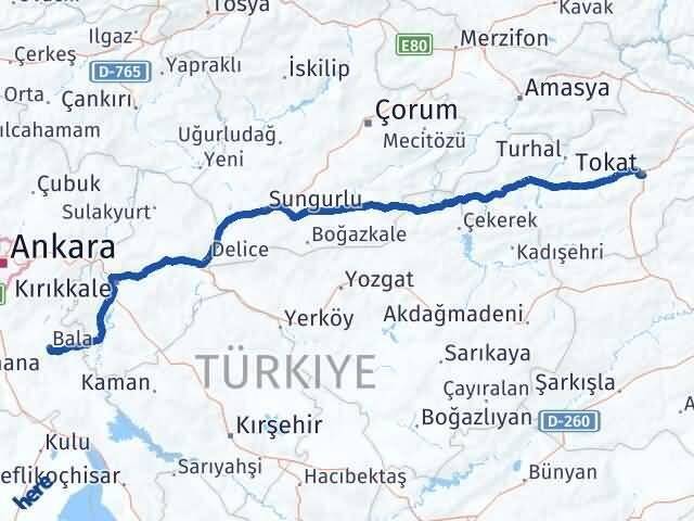 Tokat Bala Ankara Arası Kaç Km - Yol Haritası