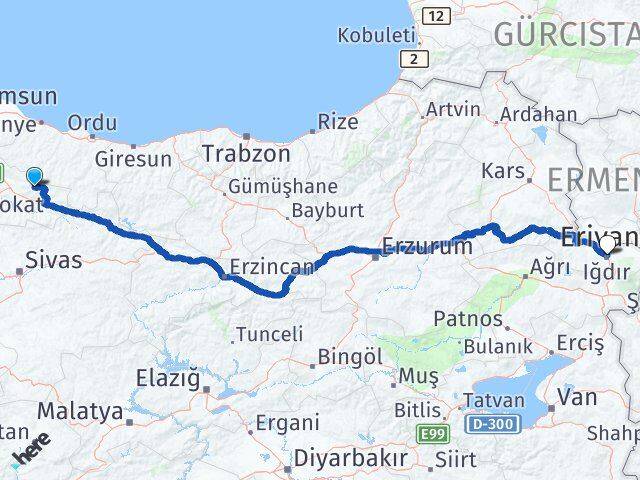 Tokat Başçiftlik Iğdır Arası Kaç Km - Yol Haritası