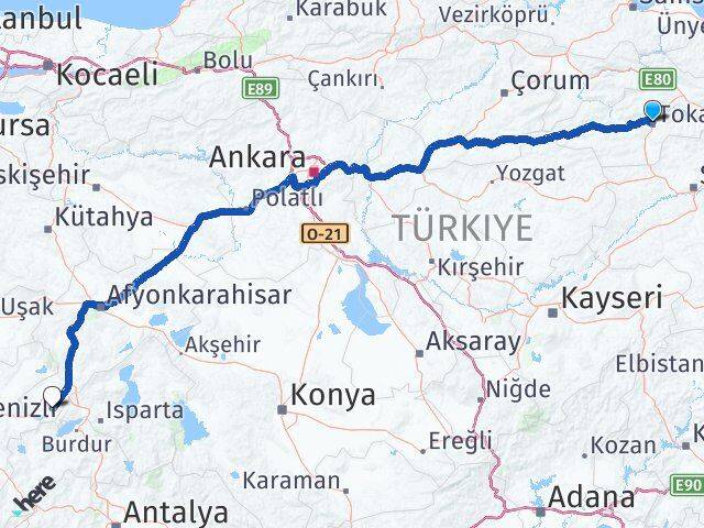 Tokat Başmakçı Afyonkarahisar Arası Kaç Km - Yol Haritası