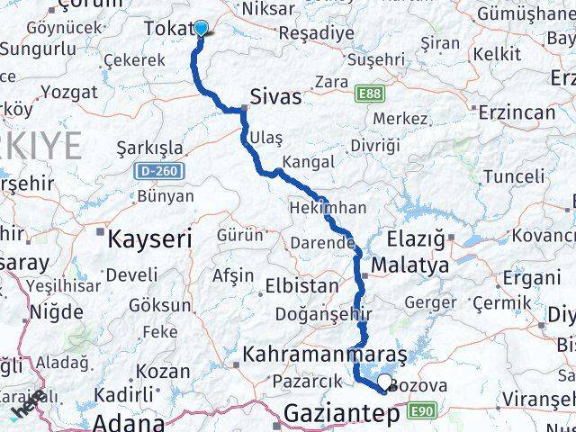 Tokat Bozova Şanlıurfa Arası Kaç Km - Yol Haritası